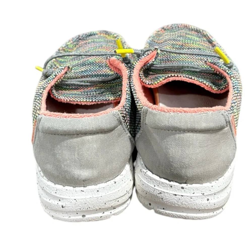 Hey Dude Multicolored Peacock Pink Woven Fabric and Slip-On Design